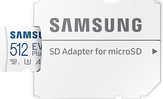 L'adaptateur SD permet d'utiliser la carte Samsung MicroSDXC EVO Plus 512 Go (2024) sur davantage d'appareils.