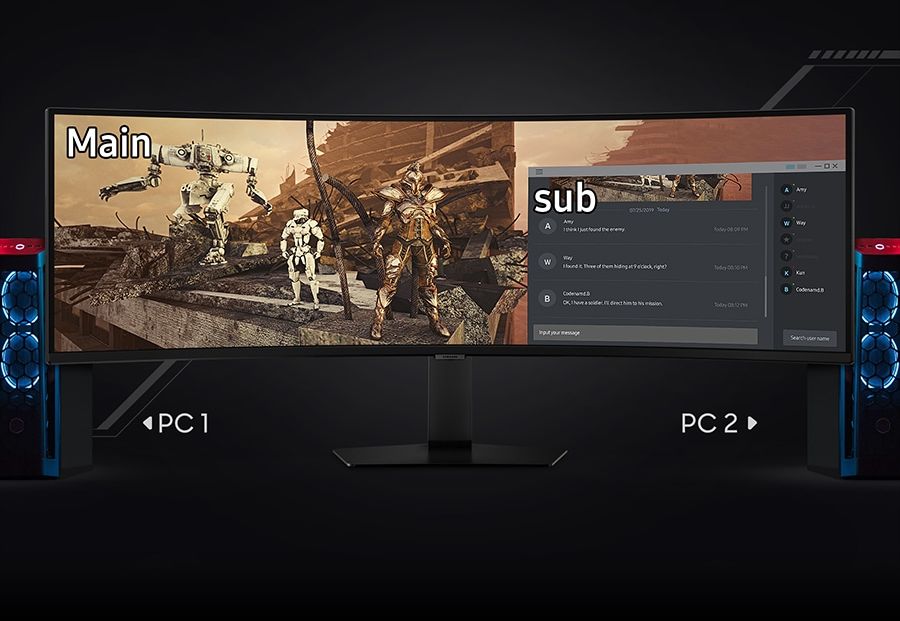 L'écran gamer Samsung G9 - G95C 49" est capable d'afficher deux sources différentes. Le moniteur gaming Samsung G9 - G95C 49" peut afficher deux sources simultanément.