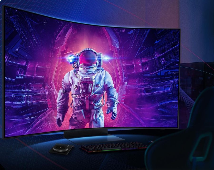 Le Samsung Odyssey Ark 2nd Gen - G97NC 55" utilise une dalle VA dotée de la technologie Quantum Mini-LED, offrant un contrôle précis de la luminosité et des contrastes.