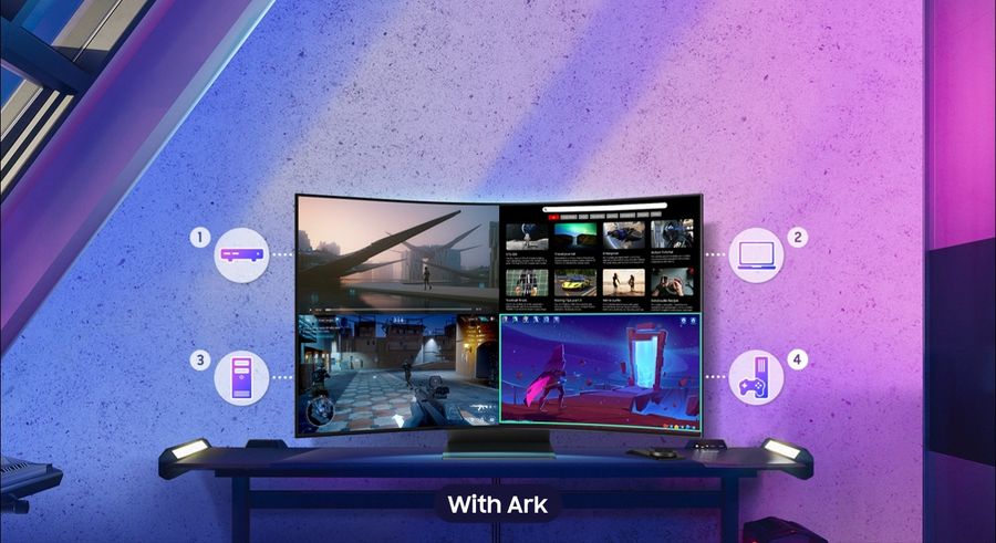 Le mode Multi View du Samsung Odyssey Ark 2nd Gen - G97NC 55” permet d'afficher jusqu’à quatre sources en même temps.