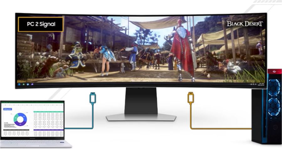 Le moniteur gamer Samsung Odyssey OLED G9 - G95SC 49" est capable de changer de source automatiquement gr&acirc;ce &agrave; l'Auto Source Switch+.