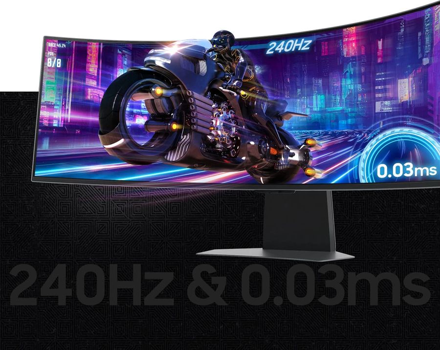 L'écran ultrawide 32:9 Samsung Odyssey OLED G9 - G95SD 49” est ultra réactif et peut atteindre 240 Hz.
