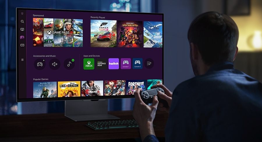 L'écran Samsung Viewfinity S9 (S90PC) permet aussi de faire une pause grâce à son Gaming Hub intégré.