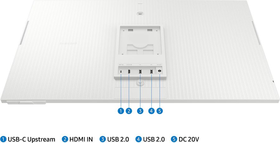 L'écran Samsung Smart Monitor M8 (M80C) dispose de ports HDMI et USB-C, ainsi qu'un hub USB.