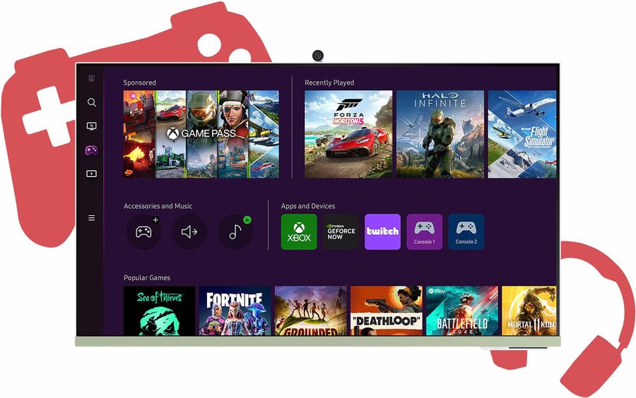 Avec un taux de rafraîchissement de 60 Hz et les services de streaming Xbox et GeForce Now permettent de jouer sur l'écran Samsung Smart Monitor M8 (M80C).