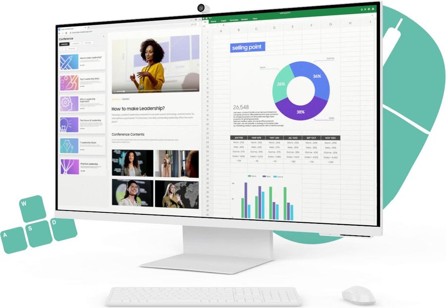 L'écran 5K Samsung Smart Monitor M8 (M80C) est idéal pour la bureautique avec son intégration de Microsoft Office 365.
