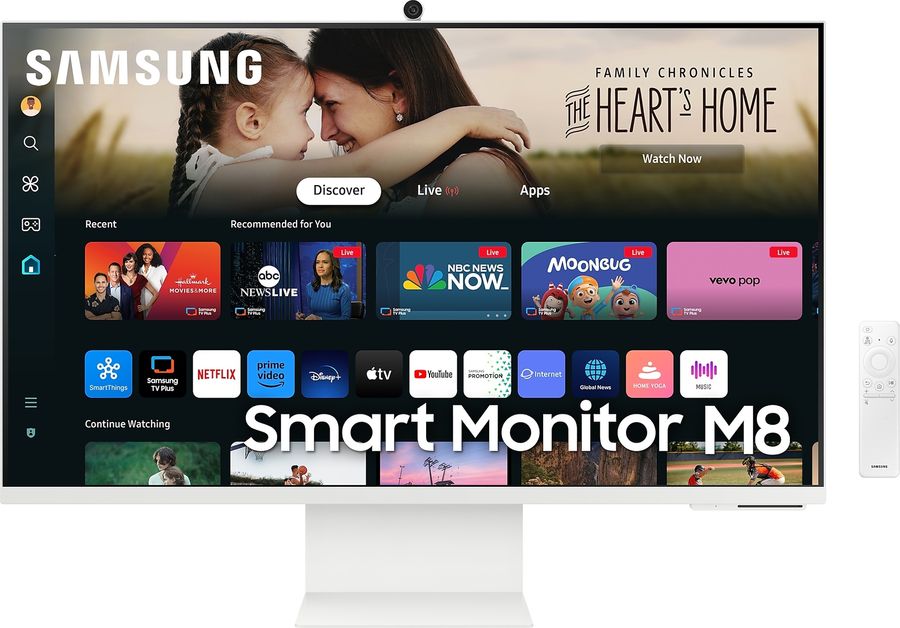 Samsung Smart Monitor M8 (M80F) : écran autonome Tizen, plateforme tout-en-un pour divertissement et productivité.