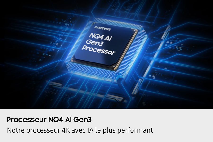  Le téléviseur Samsung TQ115QN90F intègre le processeur NQ4 AI Gen3 pour un traitement d'image 4K optimisé par l’IA.