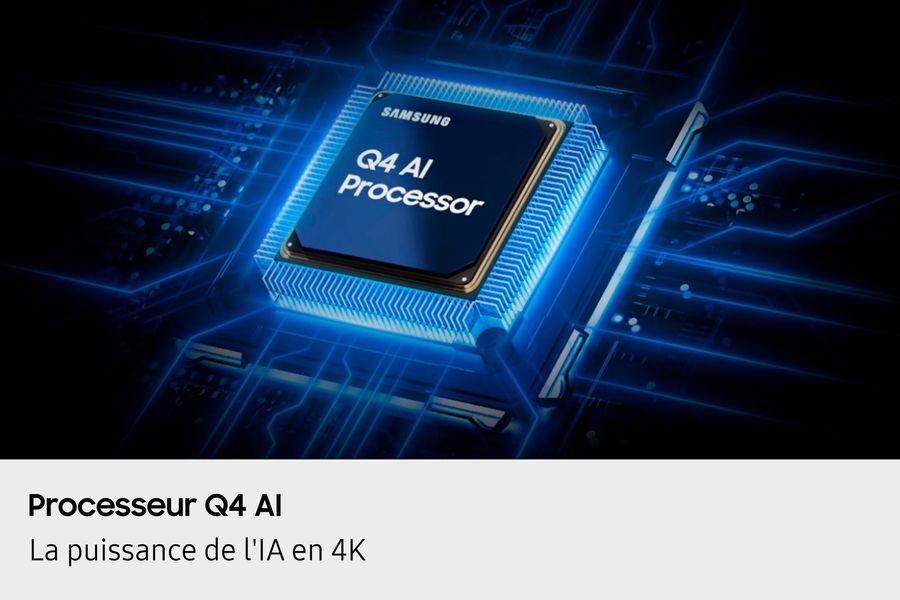 Le Samsung TQ50Q7F4 utilise le processeur Q4 AI pour améliorer constamment l'image avec le Quantum HDR et l'upscaling 4K. Il bénéficie aussi de la certification Pantone Validated pour une fidélité optimale des couleurs.