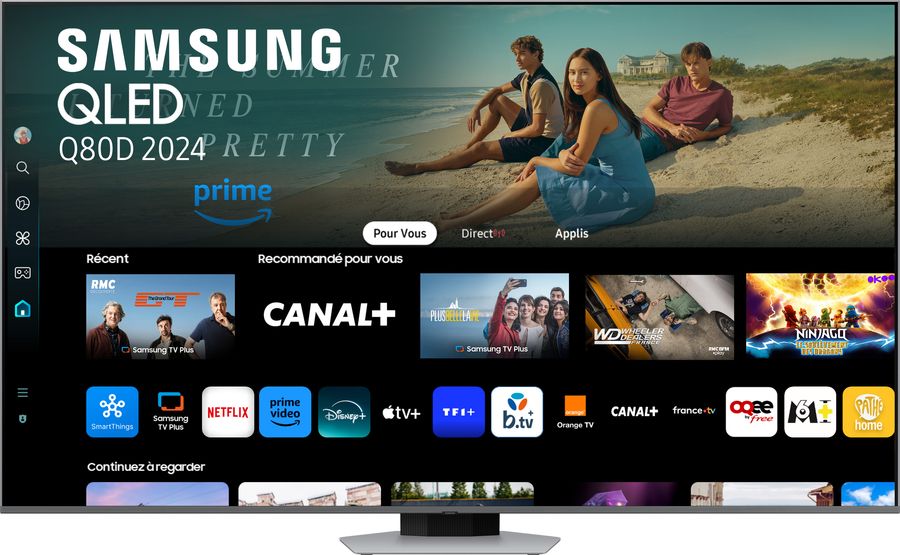 La grande télé Samsung TQ65Q80D intègre Tizen et donne accès à tous les services de streaming.