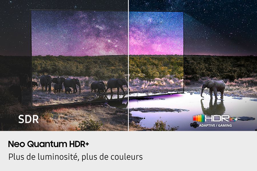  Comparaison de l’affichage SDR et Neo Quantum HDR+ sur le téléviseur Mini LED 4K Samsung TQ98QN90F.