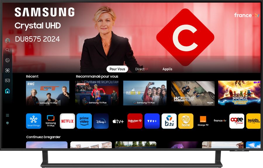 Samsung TU43DU8575 : menu d'accueil TV connectée Tizen