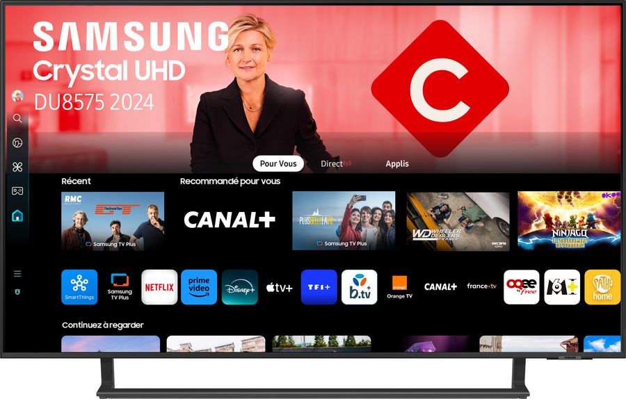 Samsung TU43DU8575 : menu d'accueil TV connect&eacute;e Tizen