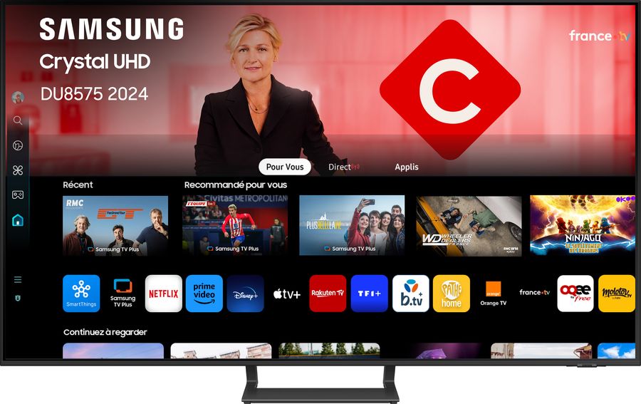 Samsung TU65DU8575 : menu d'accueil TV connectée Tizen