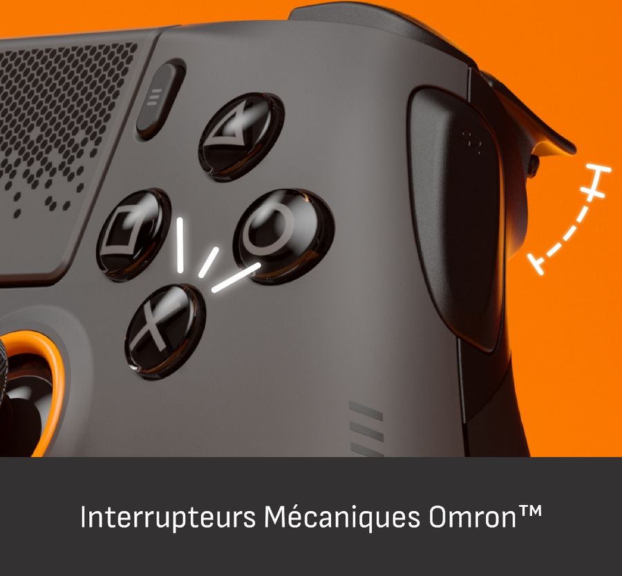 Boutons d'action m&eacute;caniques Omron de la manette PS5 Scuf Omega