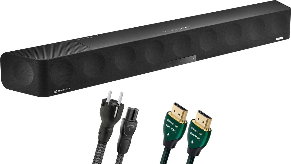 Barres de son Sennheiser Ambeo SoundBar Max + Audioquest NRG-Y2 (2 m) et Forest HDMI 48 (1,5 m)