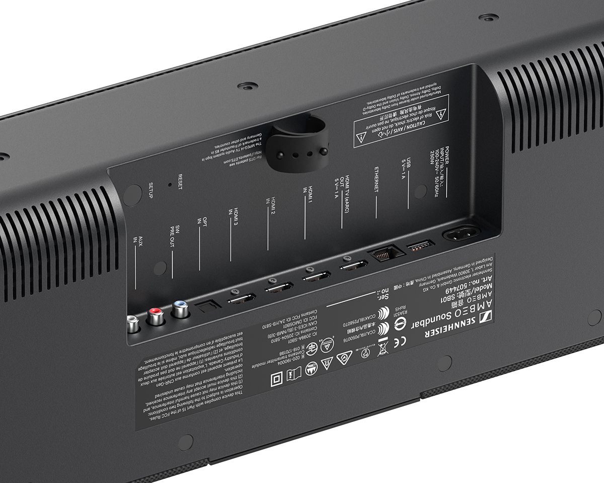 Connectique de la barre de son Sennheiser Ambeo SoundBar Max Connectique de la barre de son Sennheiser Ambeo SoundBar Max