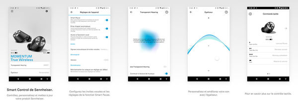 application Sennheiser Smart Control offre de nombreuses options de personnalisation &agrave; l'utilisateur des &eacute;couteurs Sennheiser Momentum True Wireless