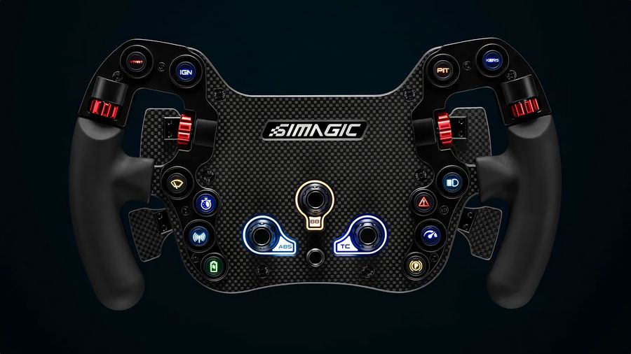 Volant simracing Simagic FX-C en fibre de carbone avec commandes avanc&eacute;es et design type F1