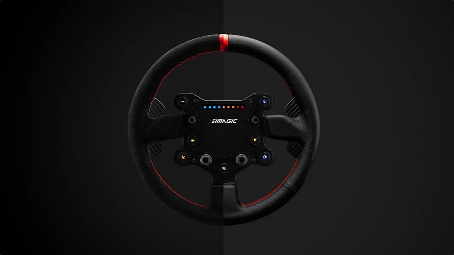 Volant Simagic GTS cuir ou alcantara avec grip antid&eacute;rapant pour simulation automobile