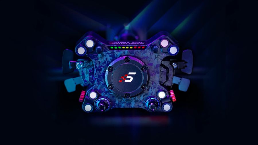 Simagic Neo X Hub en fibre de carbone avec boutons RGB et encodeurs pour volant de simracing personnalisable