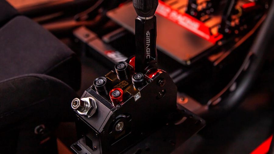 Levier de vitesse s&eacute;quentiel Simagic Q1 en alliage d&rsquo;aluminium avec boutons RGB, afficheur LED et double port USB