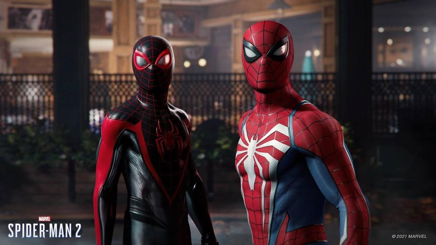 Miles Morales et Peter Parker dans Marvel’s Spider-Man 2 sur PlayStation 5.