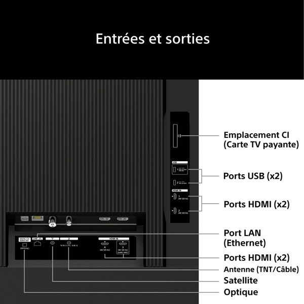 Téléviseur Sony Bravia 3 II 85 pouces connectique Téléviseur Sony Bravia 3 II 85 pouces connectique