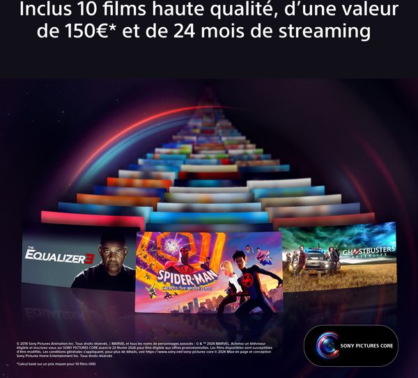 Sony 55 BRAVIA 8 (Sony 55XR80) : 10 films en qualité Blu-ray UHD et 24 mois de streaming offerts