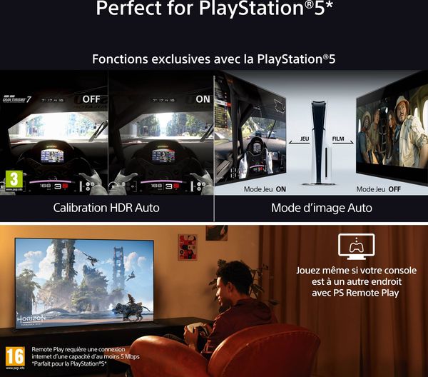 TV OLED Sony 77 Bravia 8A compatible PlayStation 5 Le téléviseur OLED Sony 77 Bravia 8A affiche des fonctions exclusives pour PlayStation 5 comme l’HDR Auto et le mode d’image Auto.