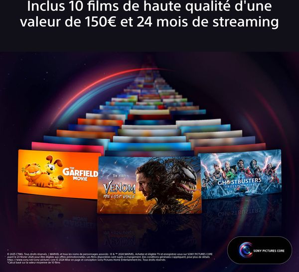 Sony 55 Bravia 8 II (K55XR8M2) : Abonnement Sony Pictures Core avec 10 films inclus