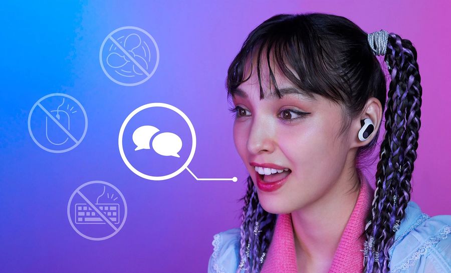 Le son du micro, intégré aux écouteurs gamer Sony INZONE Buds, est clair grâce au filtrage des bruits de l'environnement gérer par intelligence artificielle.