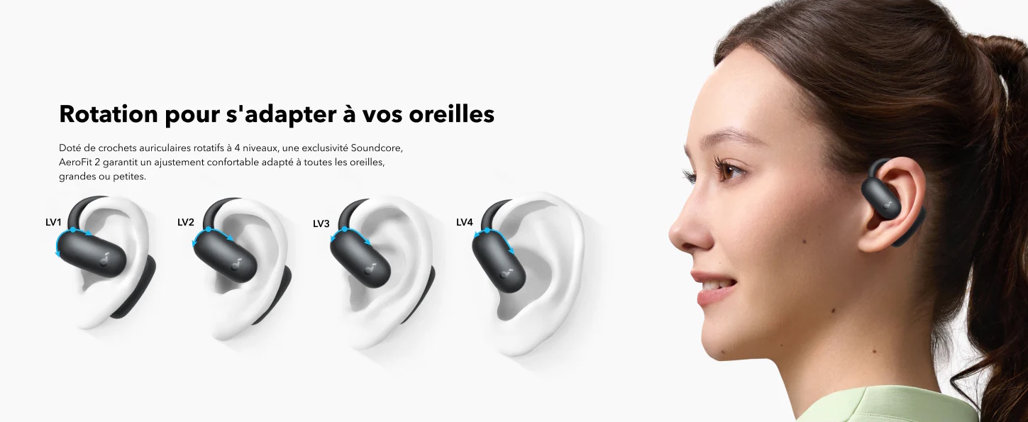 Soundcore AeroFit 2 Noir - Écouteurs ouverts