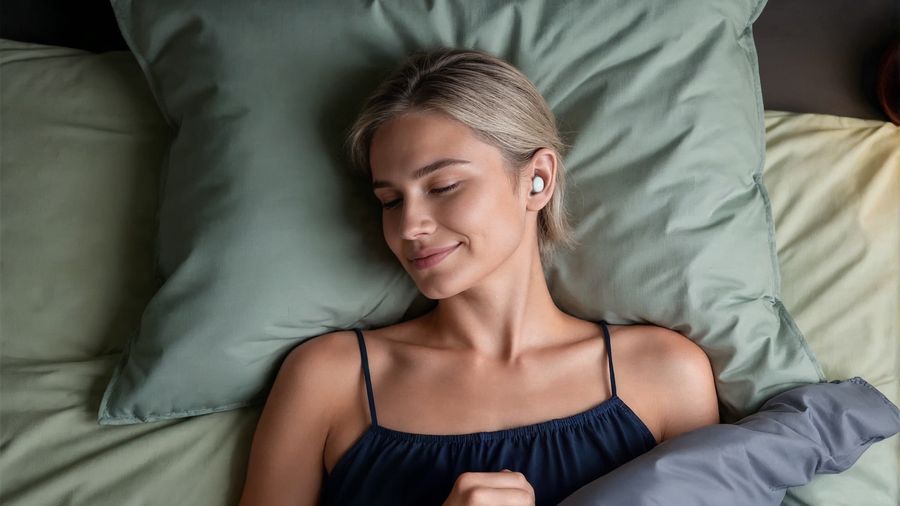 Écouteurs Soundcore Sleep A30 avec battements binauraux et application de suivi du sommeil.
