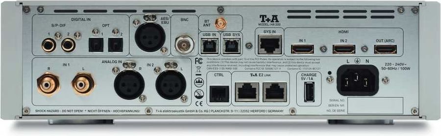 Ampli casque T+A HA-200 : vue connectique
