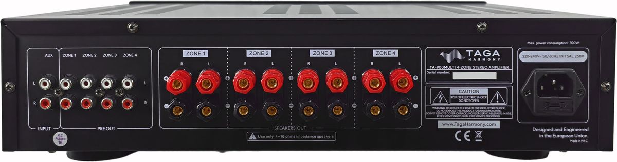 Connectique de l'ampli Taga Harmony TA-900MULTI