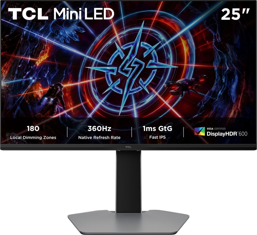 Moniteur gaming TCL 25P2A Pro avec dalle Mini LED QHD 24,5 pouces, fr&eacute;quence 360 Hz et technologies FreeSync Premium pour le jeu comp&eacute;titif.