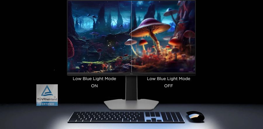 Écran TCL 27G64 avec pied ajustable, mode portrait et confort visuel certifié TÜV