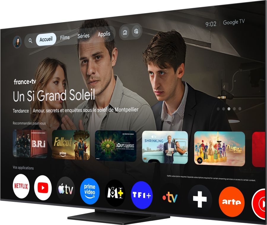 T&eacute;l&eacute;viseur TCL 75C6K Pro 75 pouces QD-Mini LED 4K avec Google TV et 144 Hz.
