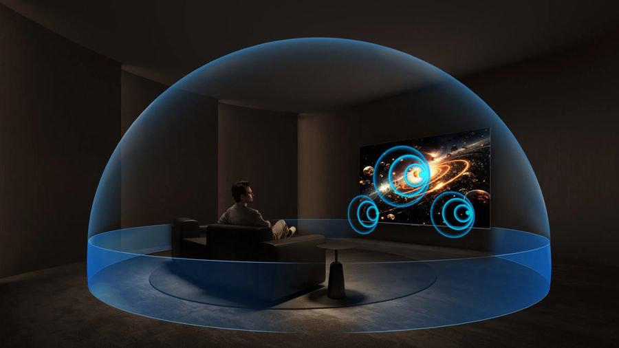 T&eacute;l&eacute;viseur TCL 85P8L avec syst&egrave;me Hi-Fi ONKYO 2.1 de 40 W et caisson de basses int&eacute;gr&eacute;.