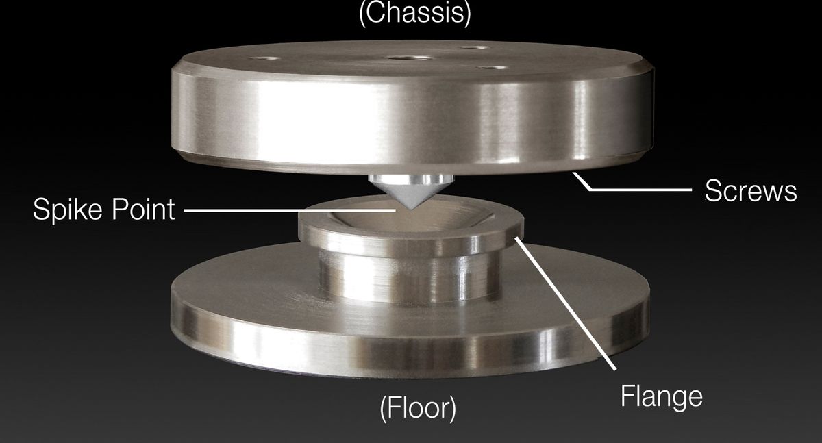 L'ampli de puissance TEAC AP-701 utilise des pieds Pin-Point pour un découplage efficace.
