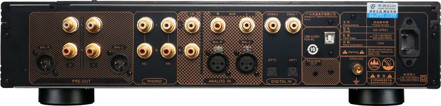 Connectique du pré-ampli Tonewinner AD-1PRE+