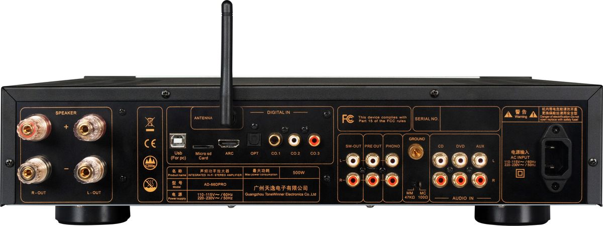 ampli Tonewinner AD-66D PRO Connectique de l'ampli Tonewinner AD-66D PRO
