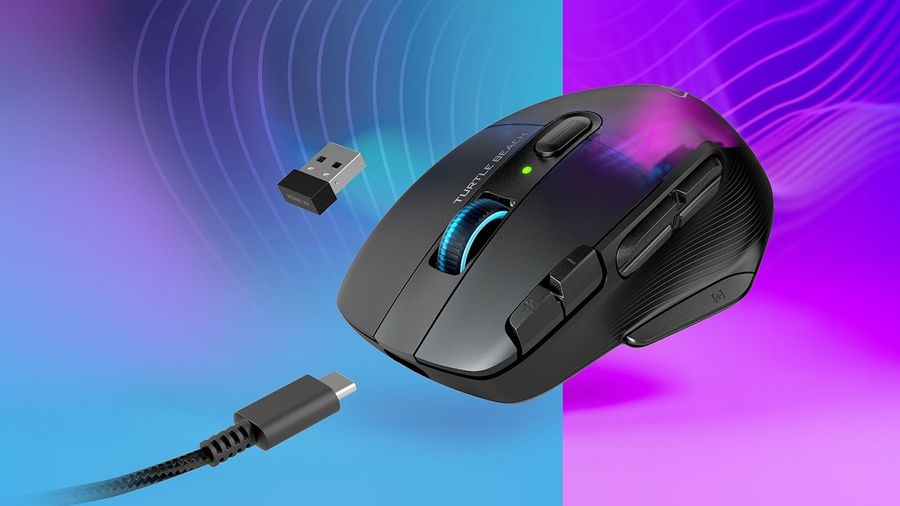 La souris gamer sans fil Turtle Beach Kone XP Air peut se connecter en 2,4 GHz, en Bluetooth et en USB.
