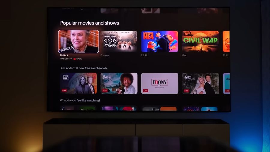 Le projecteur Valerion VisionMaster Max dispose de Google TV, offrant un accès aux plateformes de streaming telles que Netflix, YouTube, Disney+ et Prime Video.