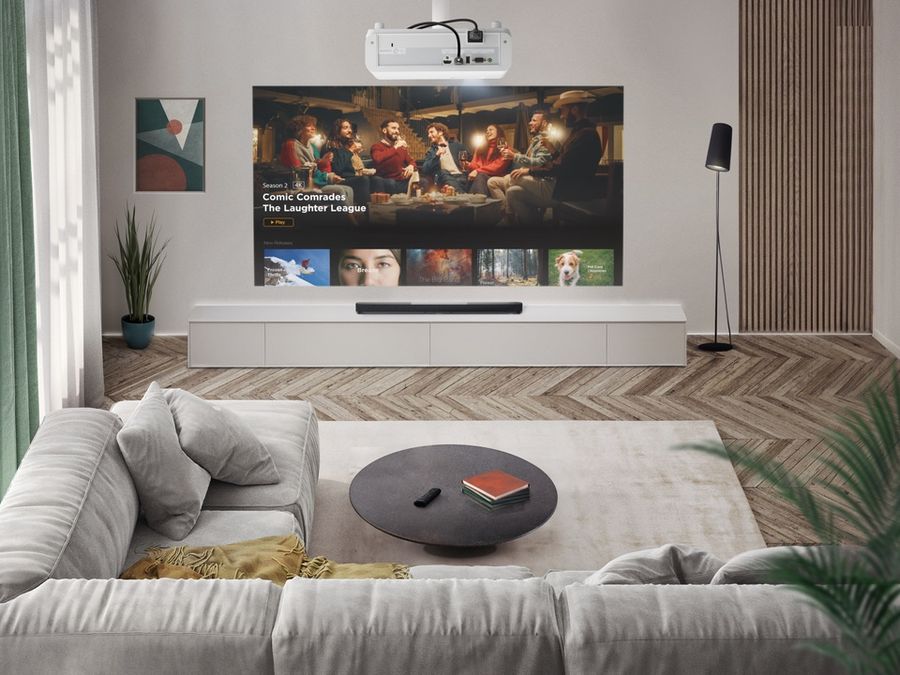 Vidéoprojecteur ViewSonic LX720-4K avec Google TV intégrée et streaming fluide en Wi-Fi 5 GHz.