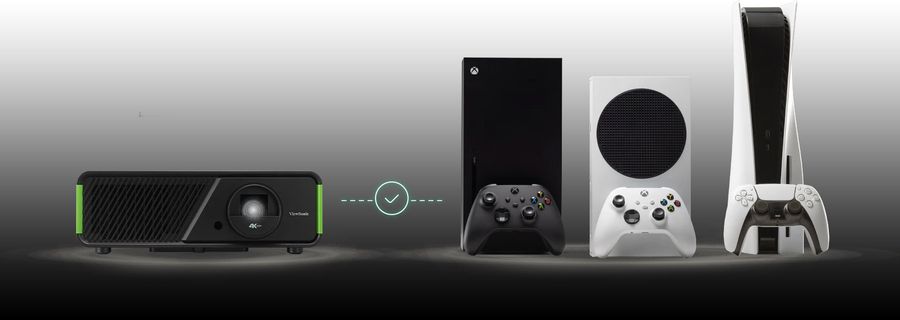 Vidéoprojecteur ViewSonic X2-4KB Pro optimisé pour le gaming Vidéoprojecteur ViewSonic X2-4KB Pro compatible avec les consoles Xbox Series X, Series S et PlayStation 5 pour un gaming fluide en 4K HDR.