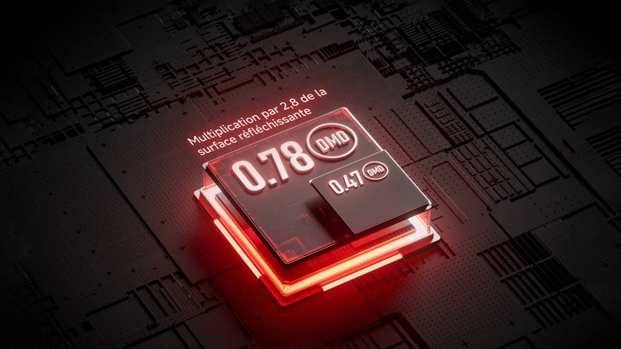 La puce DMD 0,78" du projecteur 4K Xgimi Titan offre une surface r&eacute;fl&eacute;chissante 2,8 fois plus grande que les puces 0,47".