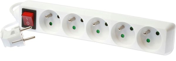 Multiprise Electrique 5 Prises Multiple Interrupteur 16A Blanc Protection  Enfant