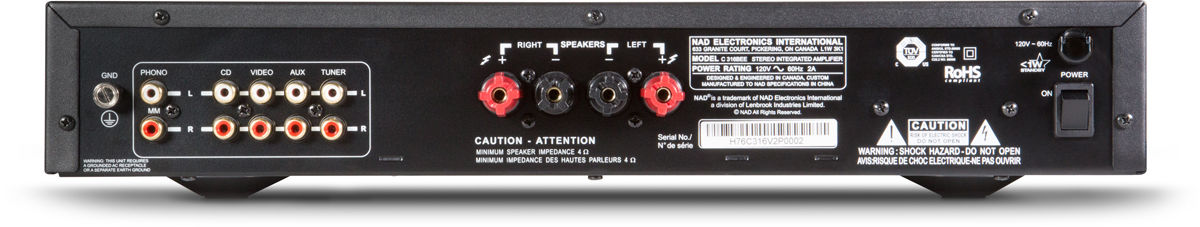 Connectique de l'ampli NAD C316 BEE V2 Connectique de l'ampli NAD C316 BEE V2